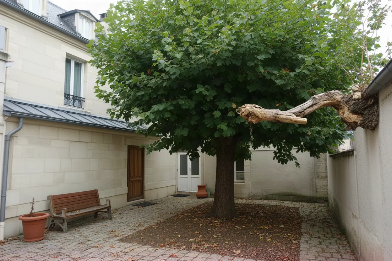 Tilleul encombré avant élagage à Besançon
